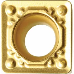 Square (S) indexable turning insert made of CVD carbide. Designed for medium-duty turning, facing, and profiling operations on steel and cast iron workpieces. Provides wear resistance and edge strength for consistent performance in general machining applications.