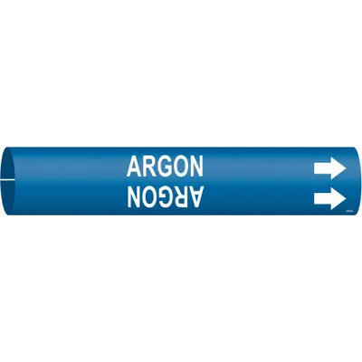 BRADY Pipe Marker: Argon, Blue, White, Fits 1 1/2 to 2 3/8 in Pipe O.D., 1 Pipe Markers - Argon Snap-On Pipe Markers