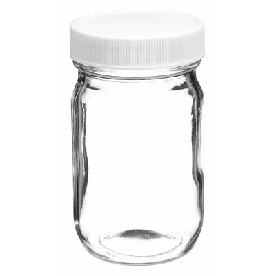 WHEATON Sampling Bottle: 125 mL, 48-400 mm, Colorless, 24 Bottles, 52 mm Body Dia - Clear Wide Mouth Round Glass Lab Bottles
