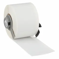 Continuous label roll made of polyvinyl fluoride, supplied in blue on white, green on white, and red on white. Designed for use with the Brady BMP71 printer and M61-R4310 ribbon. Suitable for durable identification of pipes, cables, and cylindrical surfaces in industrial environments.