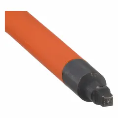 Insulated square screwdriver with #1 tip size, 4-inch shank length, and 8-1/4-inch overall length. Cushion grip handle. For turning square-recess screws in electrical work requiring shock protection.