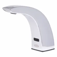 This ZURN AquaSense® single-post sensor bathroom faucet is constructed of brass with a chrome finish. It features a spray-type outlet and a UNEF connection, and includes an 8-inch cover plate. Designed for touch-free operation, it is suited for commercial and institutional restrooms where hygiene and water conservation are priorities.