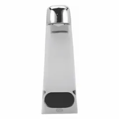 Battery-powered single-post sensor faucet in polished chrome brass with NPSM connection. Includes in-line filter. Designed for touch-free operation in commercial restrooms.