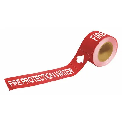 BRADY Pipe Marker: Fire Protection Water - Fire Protection Water Adhesive Pipe Markers on a Roll