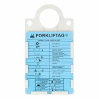 Tag: Forklift, 6 in Wd, 11 1/2 in Ht, Blue/White/Yellow, Plastic, Rectangle, English, Indoor/Outdoor (MPN FLT-ETSH9A)
