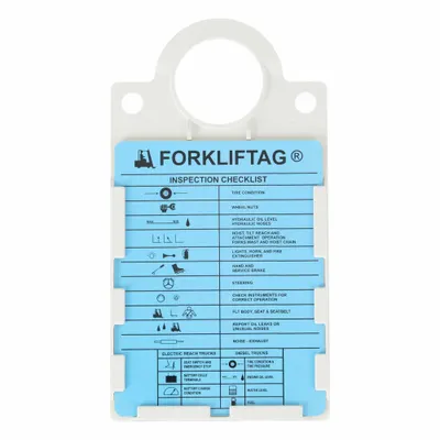 BRADY Tag: Forklift, 6 in Wd, 11 1/2 in Ht, Blue/White/Yellow, Plastic, Rectangle - Safety