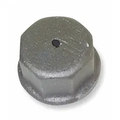 Cast iron drive cap designed to protect the top of a well point pipe during installation by absorbing hammer blows. Suitable for use in water well and dewatering systems where a secure seal is required.