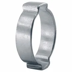 Zinc plated steel double-ear clamp for securing hose connections. Band material is steel with zinc plated finish. Max closing force 2500 N. Clamping diameter range 27/64 in to 33/64 in. Suitable for automotive, industrial, and hydraulic hose systems.
