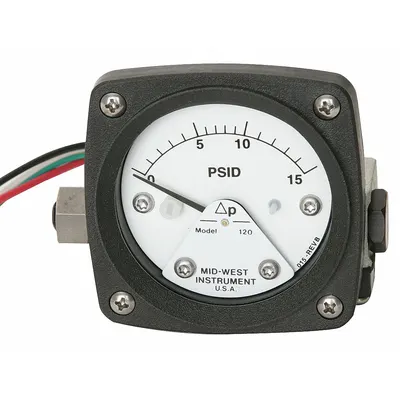 MIDWEST INSTRUMENT Series 120 Differential Pressure Gauge with Switch - Medium & High Operating Pressure Differential Gauges with Switch