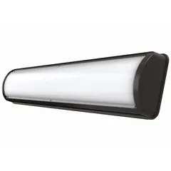 This linear LED light is designed for environments requiring impact resistance and ligature prevention. The aluminum housing withstands physical abuse, and the smooth profile eliminates anchor points. It operates at 120/277V AC, delivers 3500K color temperature, and measures 4 ft in length. No emergency battery backup included.