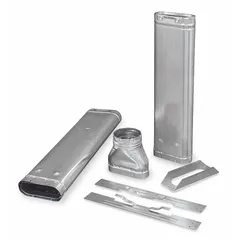 Galvanized steel oval vent kit for gas wall furnaces. Includes two 4 x 24-inch oval pipes for routing combustion gases. Designed for 4-inch vent diameter applications.