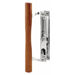 Recessed handle for sliding doors, designed to provide a locking mechanism for interior or exterior sliding door applications. Measures 10 inches in height and 7/8 inches in width.