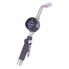 This digital metered manual dispense gun from GRACO features a stainless steel nozzle body and spout with a rigid extension. It is pressure activated and has a maximum flow rate of 20 gpm with a 3/4 in NPT spout connection. Wetted materials include acetal, aluminum, carbon steel, Geolast, nitrile rubber, and stainless steel. Suitable for dispensing lubricants, adhesives, and sealants in industrial fluid handling applications.