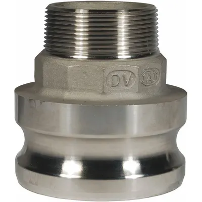 DIXON VALVE & COUPLING Cam and Groove Adapter: 3 in Coupling Size, 2 in -11-1/2 Thread Size - Type F Stainless Steel Cam & Groove Fittings