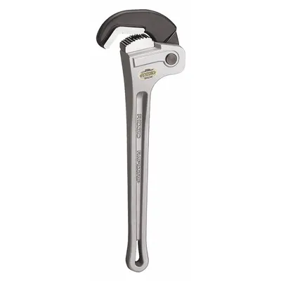 RIDGID Heavy-Duty Pipe Wrench: Aluminum, 2 1/2 in Jaw Capacity, Serrated, 18 in Overall Lg - Ratcheting Pipe Wrenches