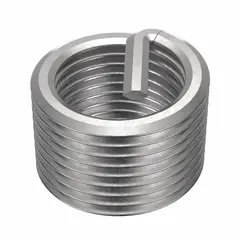 Free-running helical insert with tang for thread repair or reinforcement in metal assemblies. Made from 18-8 stainless steel with a tensile strength of 200,000 to 250,000 psi. M14-1.25 fine metric thread, right-hand orientation, plain finish. Supplied in a 6-pack.