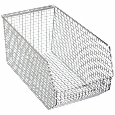 QUANTUM STORAGE SYSTEMS Hang and Stack Bin: 8 in x 14 1/2 in x 7 in, Silver - Vented Metal Wire-Mesh Bins