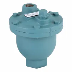 This air release valve automatically vents trapped air from water pipelines, preventing flow restrictions and pressure surges. Constructed with a cast iron body and dual FNPT connections, it is suited for installation at high points in water distribution systems.