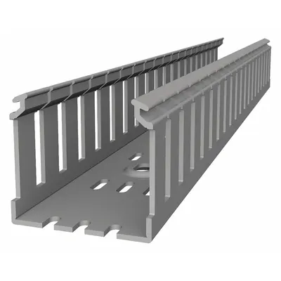 THOMAS & BETTS Wiring Duct: 2 in Nom Wd, 1.3 in Slot Ht, 2 in Nom Ht, 0.3 in Slot Wd, PVC - Screw-Mount Slotted Wiring Ducts & Snap-On Covers