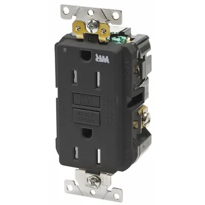 LEVITON GFI Receptacle: Decorator Duplex, 5-15, Black, GFCI, 125V AC, 15 A - General Purpose Receptacles