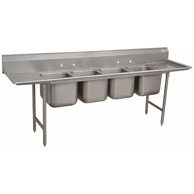 ADVANCE TABCO Scullery Sink: 4 Bowls, 42 in Overall Ht, 154 in Overall Lg - Four-Bowl Freestanding Kitchen & Bar Sinks without Faucets
