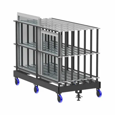 VALLEY CRAFT Frame Cart: 2,000 lb, Gray, 96 3/4 in L x 49 1/2 in W x 71 in H Deck - Ergonomic Panel Carts with Roller Base