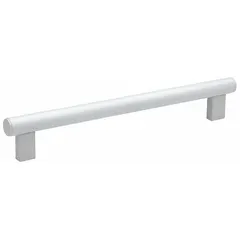 Fixed-mount pull handle made of aluminum with a matte white finish. Features M8 threaded holes for secure attachment, a 1.18 in grip thickness, and a 10.63 in grip length. Suitable for industrial cabinets, machinery doors, and enclosures requiring a non-recessed, durable grip.