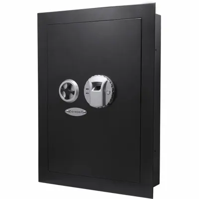 BARSKA Safe: Biometric Lock, 0.52 cu ft Capacity, Steel - Wall-Recessed Security Safes