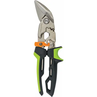 FISKARS Aviation Snips: Right, 9 1/2 in Overall Lg, 1 1/2 in Cutting Lg, Steel