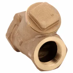 Bronze Y-style swing check valve with 1 1/2 in pipe size, FNPT x FNPT NPT connections. Prevents backflow in piping systems for water, oil, and gas applications.