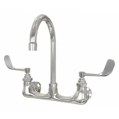 This centerset utility faucet is constructed of cast brass with a chrome finish. It includes faucet mounting kits and delivers a flow rate of 0.5 gpm. Suitable for service sinks in commercial settings such as janitorial closets, kitchens, and maintenance areas.