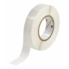 Acrylic label roll with aggressive permanent adhesive, halogen-free. Measures 1/2 in x 1 in. Compatible with i7100 printer series. Used for industrial identification and labeling applications requiring durable adhesion.