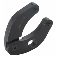 This steel wrench is designed for servicing cylinder gland nuts on hydraulic and pneumatic cylinders. With an 11-inch length, it provides leverage for tightening or loosening gland nuts in industrial maintenance applications. Dimensions: 11 in length, 5 in width, 51/64 in height.