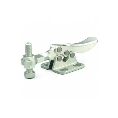 DE-STA-CO Straight Line Clamp: Std Horizontal Handle, Flange Base Mounting, 0.89 in Arm Lg - Corrosion-Resistant Toggle Clamps