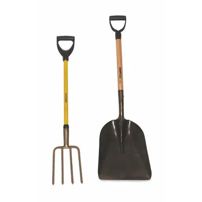 AMPCO Garden Fork: Aluminum Head, D-Grip Handle Type, Fiberglass Handle - Agricultural & Garden Forks & Hooks
