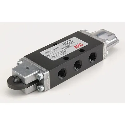 ARO Manual Air Control Valve: E, Four-Way / Two-Position, Roller, Black - ARO E Series Manual Air Control Valves