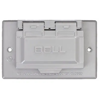 BELL Weatherproof Cover: Aluminum, Outdoor Receptacles, 1 Gangs, 2 13/16 in Overall Ht - Aluminum & Zinc Weatherproof Electrical Box Covers