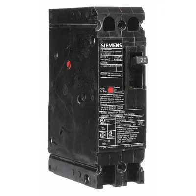 Siemens Molded Case Circuit Breaker: 20 A Amps, 42kA at 480V AC, Fixed, Load Side Lug - ED-Frame Siemens Molded Case Circuit Breakers