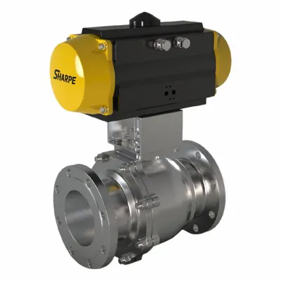 SHARPE Pneumatically Actuated Two-Way Ball Valve: 6 in, CF8M Stainless Steel - Stainless Steel Pneumatically-Actuated Ball Valves