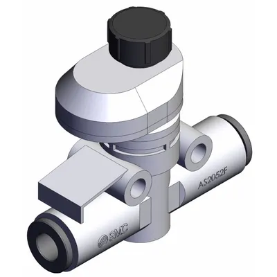 SMC Speed Controller: In-Line Fitting, Screw, 1/4 in Valve Body Size - In-Line Speed Control Valves