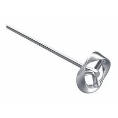 Overhead stirrer impeller with a 3/8 in shaft diameter, 22 1/4 in shaft length, and 4 in blade diameter. The Moebius design promotes axial flow for mixing and homogenizing fluids in laboratory and industrial processes. Compatible with IKA model 0004440001.