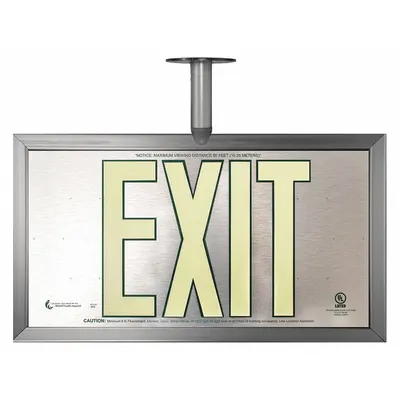 ABILITY ONE Photoluminescent Exit Sign with Frame, Post Mount and Kit: Aluminum - Exit Signs