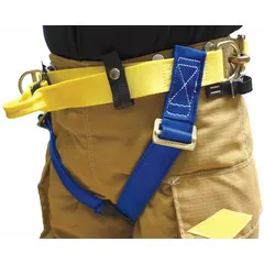 This GEMTOR Class II harness is constructed with nylon webbing and steel hardware. It features pass-through leg strap buckles and no back, front, or side D-rings. Designed for rescue and confined-space applications, it complies with NFPA 1893 standards.