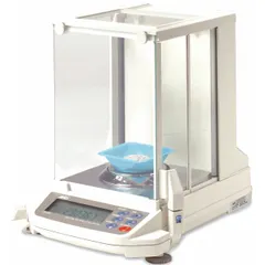 The A&D WEIGHING GR-200 is an analytical lab balance with 210 g capacity, 0.0001 g readability, and 0.1 mg repeatability. It features an LCD display and ABS construction. This balance is used for precise weighing of small samples, chemicals, and materials in laboratory and research settings.