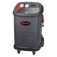 This heavy-duty AC recovery and recycling machine is designed for R-134a refrigerant in gas vehicles. It features a 50 lb external tank capacity, color graphical display, and UV dye injection for leak detection. Compliant with SAE J2788 standards