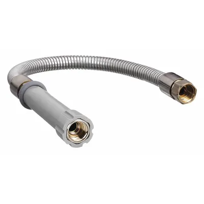 T&S BRASS Pre-Rinse Hose: Stainless Steel, Stainless Steel, 20 in Overall Lg - Faucet Sprayer Hoses