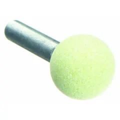 Ceramic mounted point with 80 grit and A26 shape, designed for cool-cutting on stainless steel and nickel alloys. Reduces heat buildup during grinding and finishing. Suitable for deburring and surface preparation in metalworking applications.
