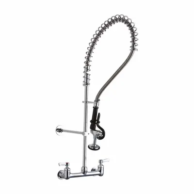 ELKAY Handle-Operated Faucet: Elkay, Brass, Centerset, Wall, 2 Mounting Holes - Centerset Kitchen Faucets
