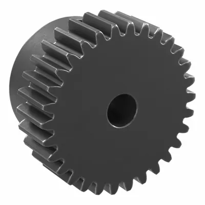 KHK GEARS Spur Gear: Module m 1, 30 Teeth, 6 mm Bore Dia, Black Oxide Coated Carbon Steel - Metric Spur Gears with Standard Hub