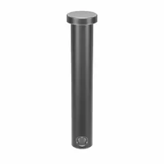 Steel clevis pin with plain finish, 3/8 in diameter and 2-1/4 in shank length. Used with a clevis to form a pivot joint in linkages, actuators, and rigging. Common in agricultural equipment, conveyor systems, and industrial machinery. Supplied in a 25-pack.